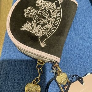 Juicy Couture Chocolate and Pink Heart Coin Pouch velvet